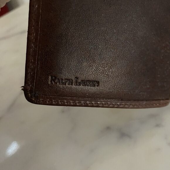 Vintage Ralph Lauren Womens Wallet Houndstooth Brown Leather Card Holder ID - Picture 5 of 9